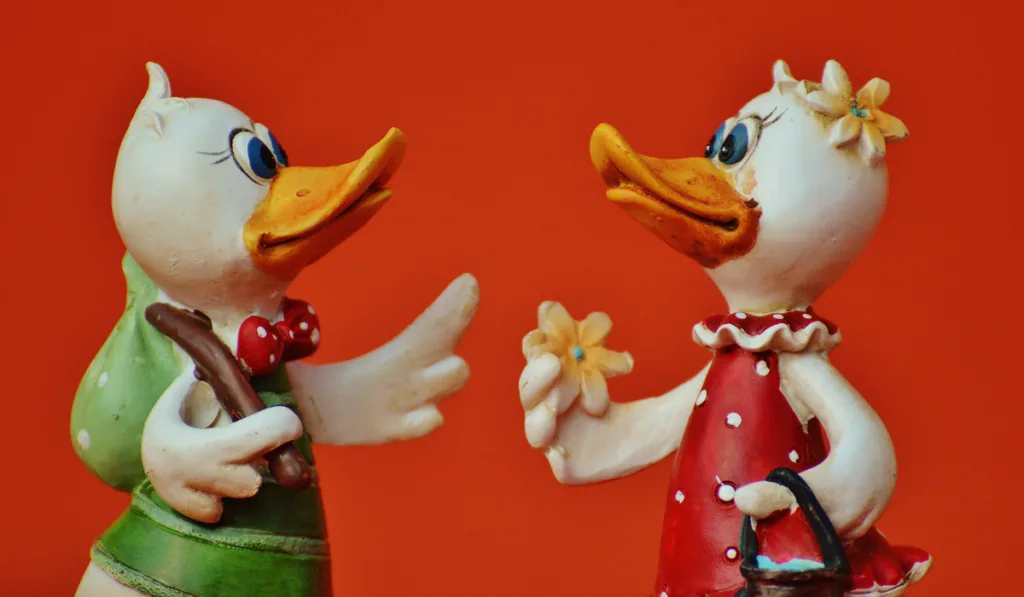 Figurine Ducks facing each other