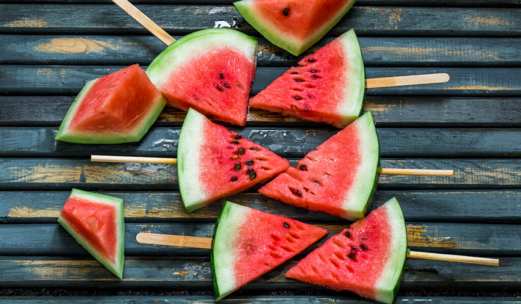 delicious fresh watermelons on stick