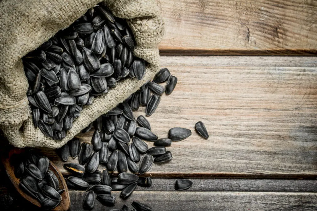 Sunflower seeds in a bag