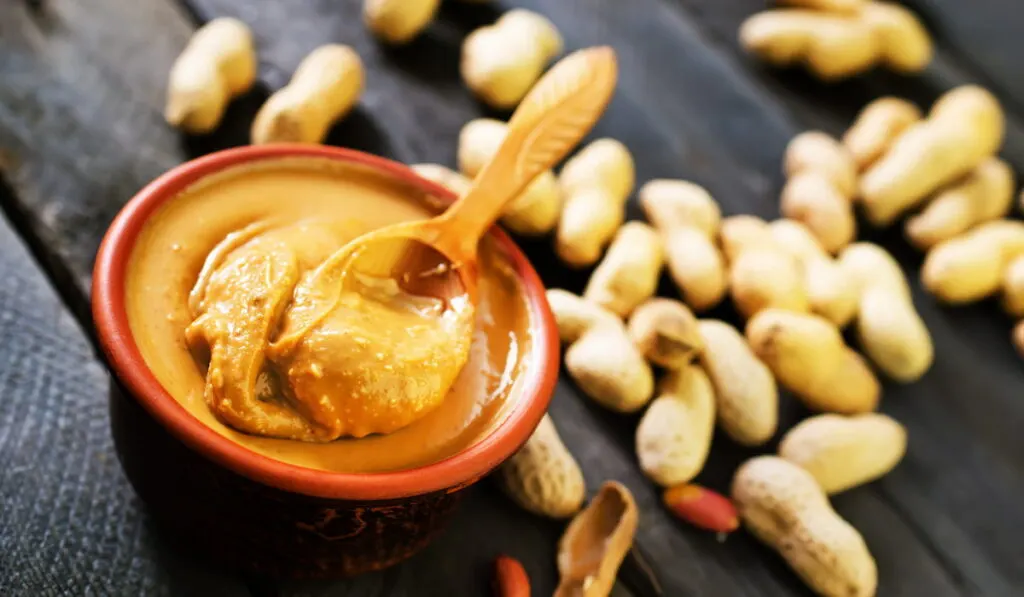 peanut butter in a bowl with spoon
