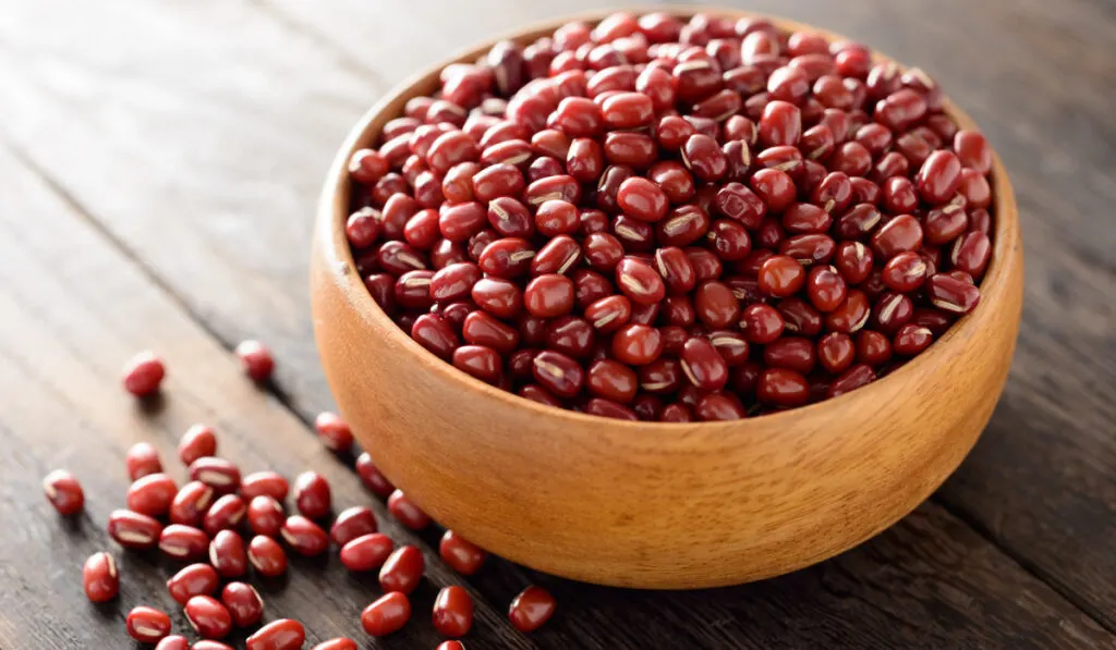 adzuki beans on a wooden bowl