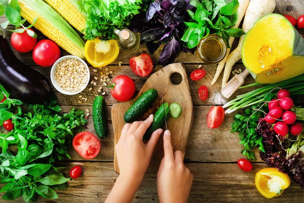 Vegetables on table